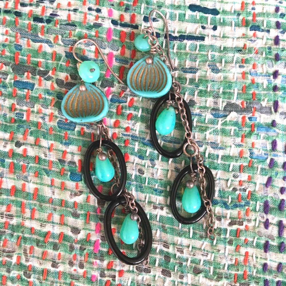 Vintage Bohemian Glass beads and glass flame worked oval rings